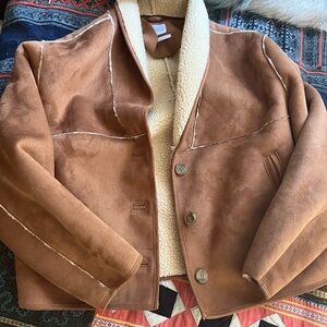 Urban Outfitters Tan faux leather and faux fur Jacket.